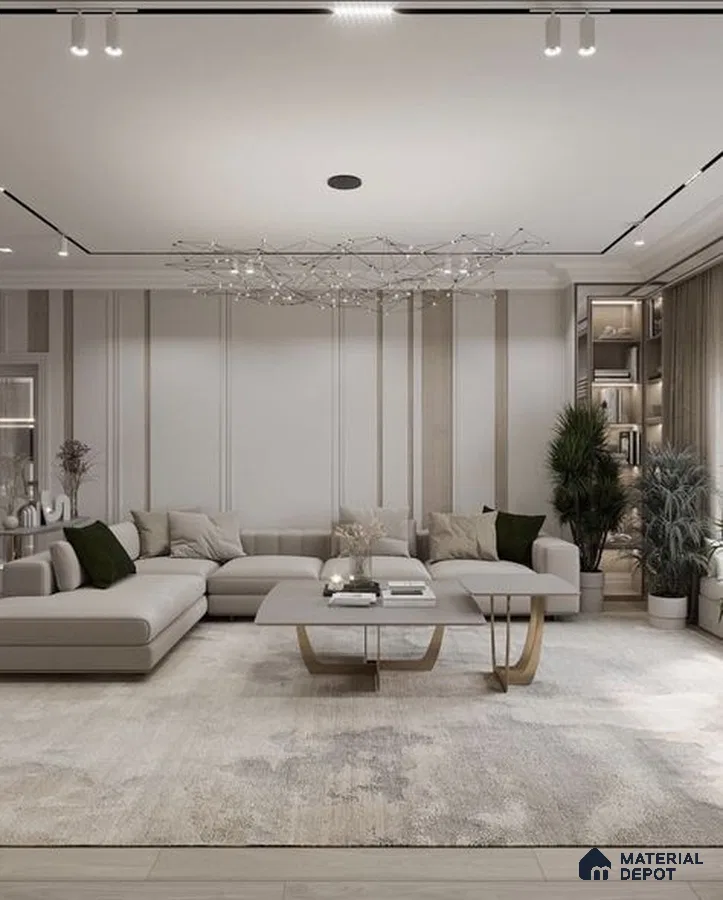 A kitchen with marble counter tops and stainless steel appliances on the wall, along with hanging lights hanging from the ceiling over the ceiling over the wall above it and white bathtub in a wooden floor next to a